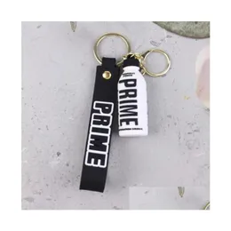 Andra festliga festförsörjningar Keychains Lanyards Prime Drink Rubber Keychain Cute Bottle Key Chains Ornament Car Bag Pendant Keyrin DHTBK