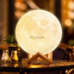 Nattlampor LED NATTLIGHT 3D PRINT MOON LAMP BATTERI PROWED MOON LAMP BARN NATTLAMPLAMP HEM DECED Birthday Presents YQ240207