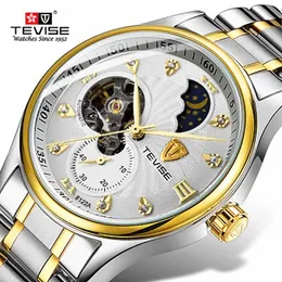 Tevise Fashion Mens Watches Men Stainless Steel Band Automatic Mechanical Wlistwatch lelogio masculino197j