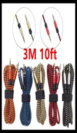 3.5mm Auxiliary AUX Extension o Cable Unbroken Metal Fabric braided Male Stereo cord 1.5M 3M for iphone Samsung MP3 Speaker Tablet4306443