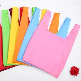 Shopping Bags Candy Color Large Capacity Folding Eco-friendly Supermarket Out Portable Oxford Cloth Bag Tote