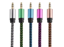 Car o AUX Extention Cable Nylon Braided 3ft 1M wired Auxiliary Stereo Jack 3.5mm Male Lead for smart phone8669304