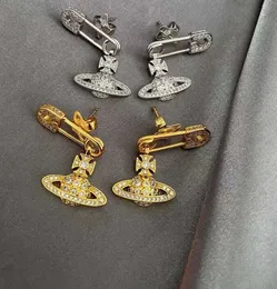 Designer vivienen Westwoods New Viviane Empress Dowagers Pin Full of Diamond Star Earrings New 2022 Net Red Earrings Niche Ins Temperamen26566 2024