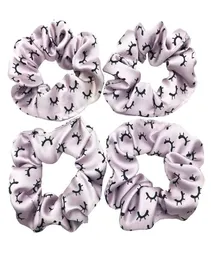 50pcs Pink Purple Eyelash Printed Scrunchies Stretchy Elastic Hair Band Girls Ponytail Holder Hair Tie Custom Color Accep4748138