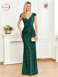 Fannonnaf Flower Sequin Applique Elegant Evening Dress Maxi Sleeveless Champagne Wedding Party Dresses Women Luxury Floor-length 240201