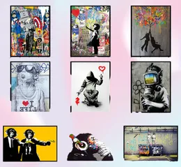 Lustige Gemälde Street Art Banksy Graffiti Wandkunst Leinwand Malerei Poster und Druck Cuadros Wandbilder für Heimdekoration Nr. Fram2398741