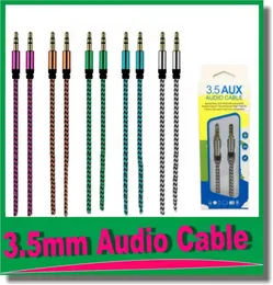 3,5mm Auxiliary Aux Extension o Kabel Unbroken Metal Fabric Braiede Male Stereo Cord 1m för Samsung MP3 -högtalartablett PC3285297