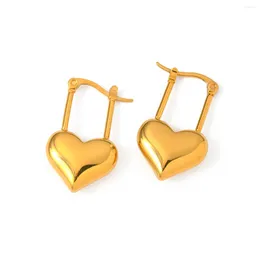 Hoop kolczyki młodzież romantyczna stal nierdzewna blokada sercowa twórcza twórca darmowy modny Golden Jewelry Gift for Women 2024