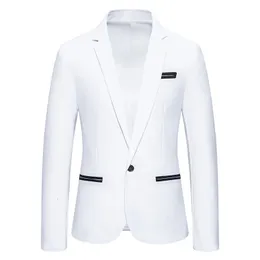 Branco casamento smoking blazer jaqueta masculina marca um botão entalhado lapela casual terno fino ajuste blazers xxxl 240201