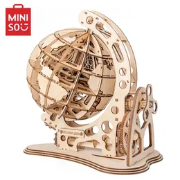 3D Wooden Puzzle Globe Model Mechanical Gear Style Kit Building Block Toy Hand Assembly Set Decoration Gift for Children Adult 240122