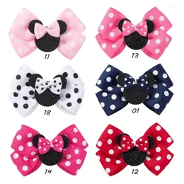 Accessori per capelli 48 pz/lotto Dot Spot Nastro per orecchie Arco Clip Neonate Stampe Grosgrain Forcine per bambini Copricapo per feste Bulk