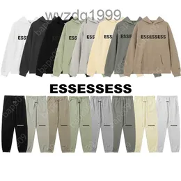 Ess Designer Homens Com Capuz Hoodies Pulôver Moletons Carta Impresso Crewneck Solto Manga Longa Preto Com Capuz Streetwear Mens Jogging PantsU2F9