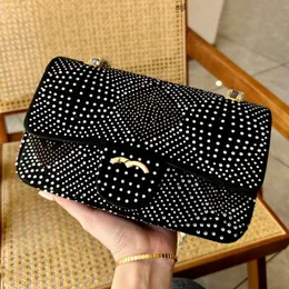 Luxus Strass Frauen Cc Designer Umhängetasche Französisch Marke Mode Kristall Damen Klappe Schulter Neue Dame Echtes Leder Handtaschen Abendessen Messenger Bags