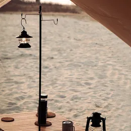 Lanterna da campeggio esterna per escursionismo in lega di alluminio pieghevole con palo per lampada da pesca portatile con supporto per fissaggio a sospensione 240126