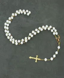 Collana con ciondolo rosario in vetro bianco Vergine Maria Gesù Misericordia Nostra Signora delle Grazie Collana Guadalupe Donna Gioielli di preghiera cattolica4019210
