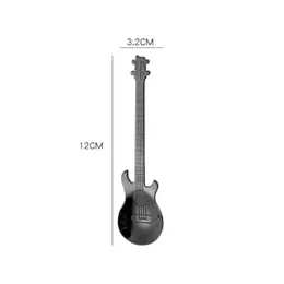 Colheres de aço inoxidável guitarra de café violino forma colher de sobremesa mexendo linda colher de gelo banhado a titânio drop entrega casa jardim dh8fx