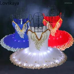 Palco desgaste fluorescente ballet dança trajes feminino luz brilha saia led estrela performances sob o