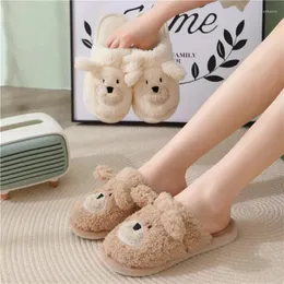 Pantofole Cute Dog Donna Inverno Caldo Punta chiusa Morbido peloso Peluche Pantuflas Fluffy Piatto Presentazioni aziende produttrici giochi Kawaii Indoor Sapatos Feminino