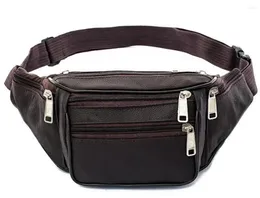 Outdoor Bags Gym Bag Men's PU Leather Waist Layer Multifunctional Leisure Running Purse Small Male Zipper Handbag