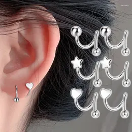 Orecchini a lobo 2 pezzi Simpatici orecchini a bottone a spirale intrecciati sul labbro piercing alla lingua Acciaio inossidabile Cuore Star Helix Orecchino per il corpo Regali di gioielli