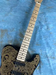 TL Elektro Guitar Siyah Altın Baskılı Alder Vücut Stok Lightning Ücretsiz Kargo