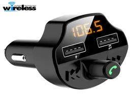 T66 CAR Bluetooth 5.0 FM Transmitter Wireless Handsfree O Receiver Auto MP3 Player 2.1a USB Fast Charger Accessories1261761