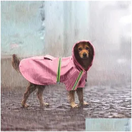 Abbigliamento per cani Impermeabile Cucciolo Cappotto impermeabile per animali domestici Giacca riflettente Abbigliamento antipioggia per cani di piccola taglia media Labrador 4 colori Dro Dhcfd