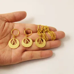 Set di gioielli in acciaio inossidabile color oro 24 carati Zelanda Kiribati Micronesia Guam Collane con lettere dalla A alla Z 240118