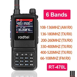 Walkie Talkie Radtel RT-470L 5W 6 zespołów Amateur Ham Dwukierunkowy stacja radiowa 256ch Air Band Noaa Lcd Color Police Scanner Aviation Drop dhrhz