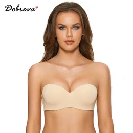 DOBREVA Reggiseno senza spalline da donna Push up imbottito Taglie forti Reggiseni a fascia convertibili con ferretto senza cuciture DD 240201