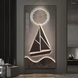 Wall Clocks Smooth Sailing Porch Decorative Painting Clock Living Room Corridor Hanging Advanced Sense Of Art