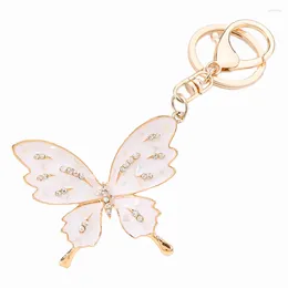 Keychains Creative Novely Rhinestone Butterfly Key Chain Ring Holder Charm Women Handbag Keyrings Girl Bag Pendant Accessories Gift R149