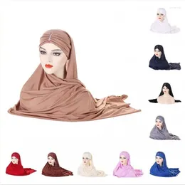 Roupas étnicas Mulheres de uma peça lenço chapéu cachecol muçulmano conveniente senhora aconchegante macio turbante xale cor lisa desgaste diretamente instantâneo hijab
