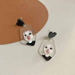 Dangle Earrings Girls Bubble Blowing Heart Drop For Women 2024 Korean Cute Stuff Earings Fashion Jewelry Pendientes Dibujo Animado