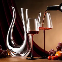 Luxuriöses Weingläser-Set mit hohem Bein, Kristall-Weinglas, Champagner, Whisky-Trinkgeschirr, Becher, Bar, Weinbecher, Kristallglas-Dekanter 240127