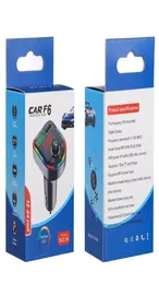 F5 F6 Car Bluetooth FM Transmitters Kit Cell Phone Charger With Colorful Lights 3.1A Dual USB Fast Charging Adapter Wireless o Receiver Handsfree MP3 Player3907564