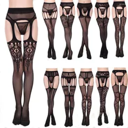 Garters 2024 Ly Women Stockings Lace Top Thigh-Highs Garter Belt Suspender Set Lingerie Pantyhose Sexy