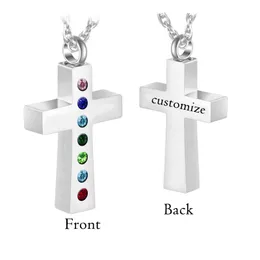 Pendant Necklaces Personalized Engraving Cross Rhinestone Cremation Urn Memorial For Ashes Jewelry Keepsake Human Pet Drop Delivery P Otc6V