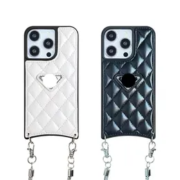 S Designers Women's Trendy Plaid Telefone Case iPhone 14 13 12 11 Pro Max Xs XR Plus klasyczny czarno -biały