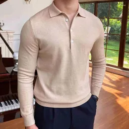 Men's Sweaters Autumn Knitted Long Sleeved Polo Shirt Slim Fit Pull Homme Fashion Sweater Business Leisure Herren Pullover Winter