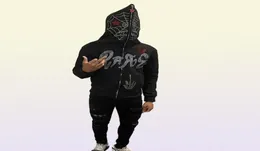 Мужские толстовки Y2K с капюшоном на молнии, мужская осенне-зимняя толстовка в готическом стиле со стразами в стиле хип-хоп, гранж, скелетон, куртка большого размера9570507
