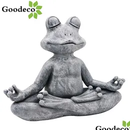 Nyhetsartiklar Goodeco Garden Frog figur Harts Zen Yoga Jardin Staty Decoration Outdoor Scpture Home Decor Ineoor Ornament T2007 DHYSA