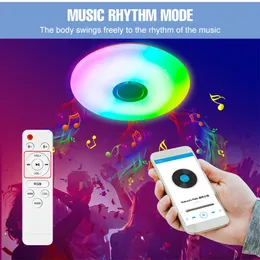 현대식 천장 램프 RGB 디밍 홈 조명 앱 블루투스 음악 조명 42W 60W 스마트 천장 조명 원격 제어 AC220V