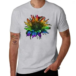 Herren-Tanktops, Regenbogen-Sonnenblumen-T-Shirt, Sommer-Top, ästhetische Kleidung, grafische T-Shirts, Workout für Männer