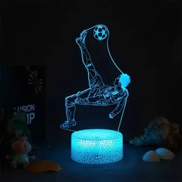 Night Lights European Cup Fan Fotbollsmålet Cool Action Barb Night Light for Home Valentines Day LED Panel Lights 3D Lamp YQ240207