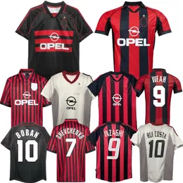 1998 1999 2000 Shevchenko Maldini Retro Futbol Formaları 99 00 2002 2003 Bierhoff Milan Vintage Klasik Rivaldo Boban Gattuso Ev Futbol Gömlek