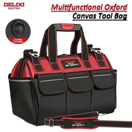 Delixi Electric Oxford Canvas Tool Bag MultiCocket Lagring Hushåll Multifunktionell Electrician Special Wear Resistant Workbox 240123