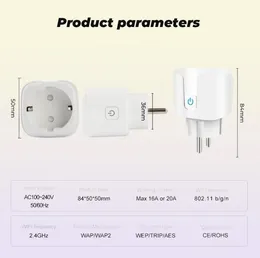 Power Energy Monitor 16a UE UK 10A US Wi -Fi Smart Plug Gniazdo Adapter SmartLife Aplikacja Voice Control działa z Alexa Google Home4697652