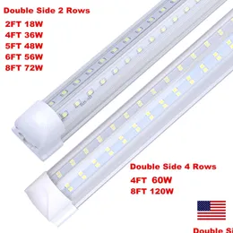 Tubos LED Tubo 8Ft Loja Luminária 120W Cooler Porta Zer Bbs 2Ft 4Ft 5Ft 6Ft V Forma Lâmpadas Integradas Drop Delivery Luzes Iluminação Dhfdq