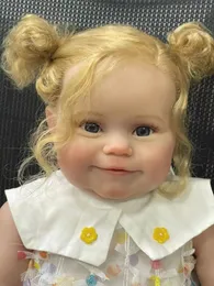 60CM Huge Baby Size Reborn Doll Maddie Girl With Blonde Long Curly Hair 3D Skin Multiple Layers Painting with Visible Veins 240131